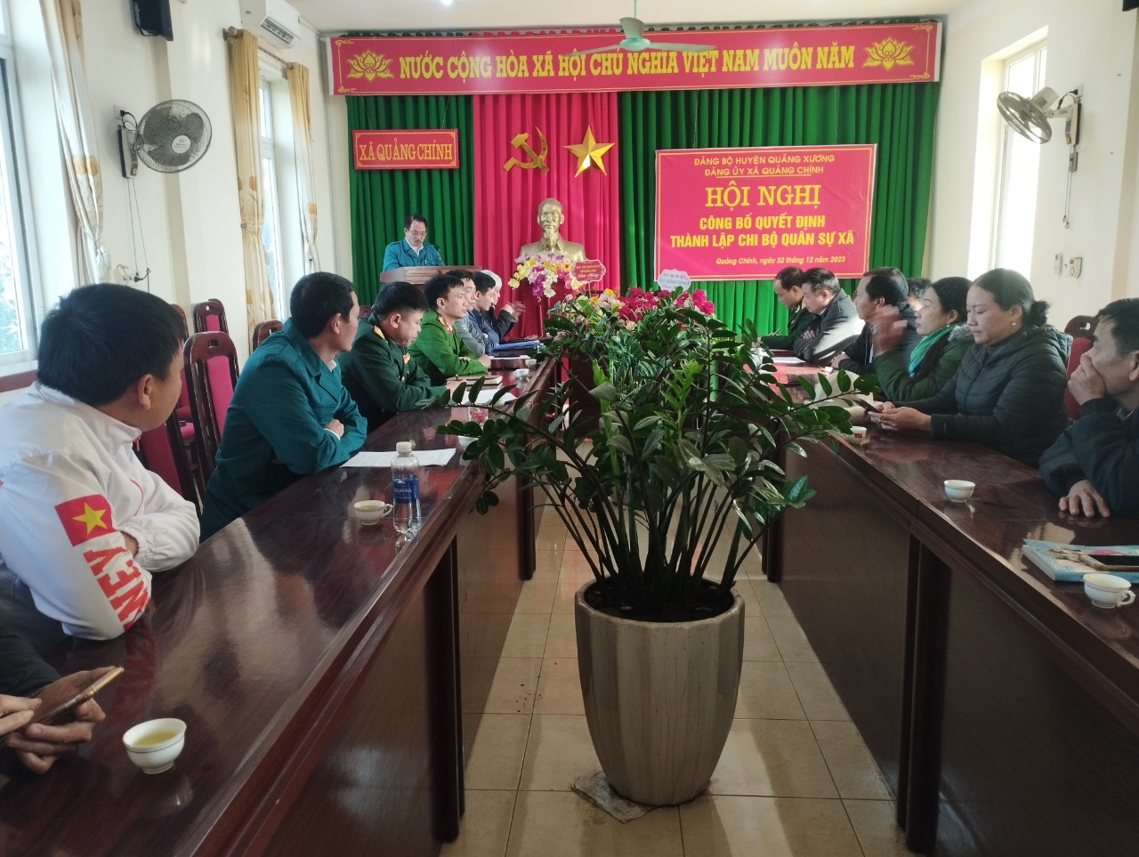 Đảng ủy xã Quảng Chính tổ chức Hội nghị Công bố quyết định thành lập Chi bộ quân sự xã Quảng Chính